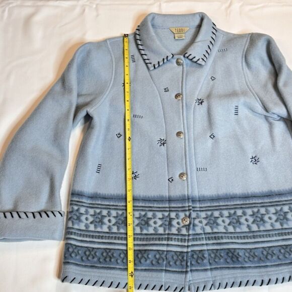 Vintage Teddi Women’s Sz M 80s Cozy Teddy Bear Fleece Blue Embroidered Jacket - Picture 11 of 15